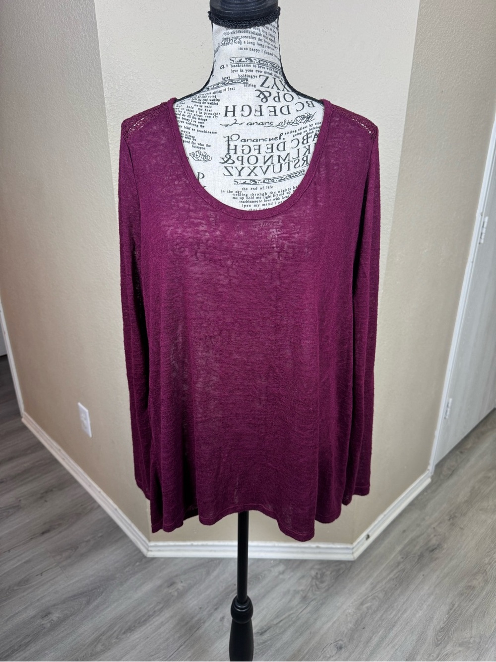 Ambiance Scoop Neck Long Sleeve Top - Plum